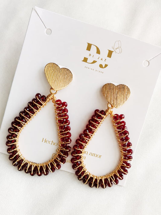 Aretes Pasión vinotinto